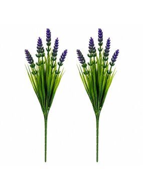 UV Resistant Faux Lavender Bunches Set of 2 Artificial Lavender Flowers Farmhous